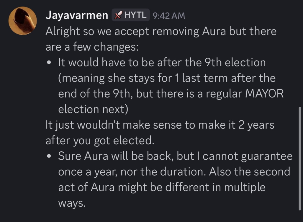 DM Confirming the conclusion of Aura